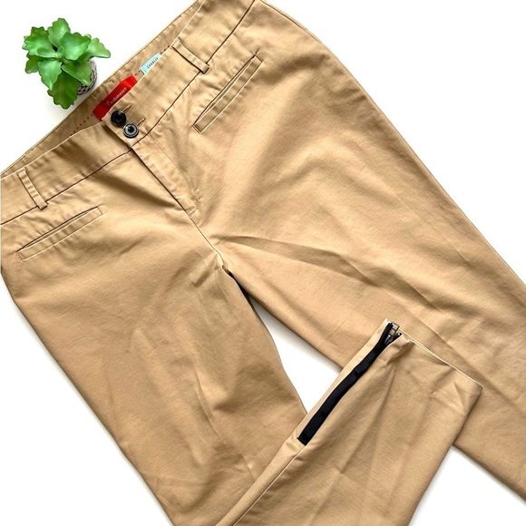 Anthropologie Cartonnier Ankle Zip Charlie Trouser Pants Tan Khaki Size 14 - Picture 2 of 12